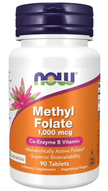 NOW Foods Methyl Folate 1000 мкг Метилфолат - 90 таблетки, 90 дози