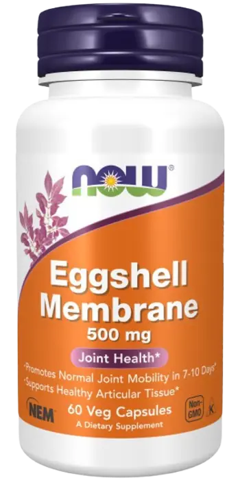 NOW Foods Natural Eggshell Membrane 500 мг Мембрана от Яйчена Черупка  - 60 веге капсули, 60 дози