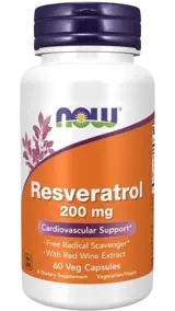 NOW Foods Natural Resveratrol 200 мг Ресвератрол