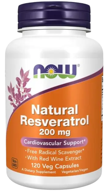 NOW Foods Natural Resveratrol 200 мг Ресвератрол