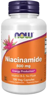 NOW Foods Niacinamide 500 мг Витамин Б-3 - 100 веге капсули, 100 дози