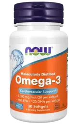 NOW Foods Omega 3 Molecularly Distilled 1000 мг Стандартизирано Рибено Масло