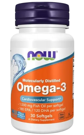 NOW Foods Omega 3 Molecularly Distilled 1000 мг Стандартизирано Рибено Масло