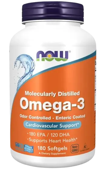 NOW Foods Omega-3 Enteric Coated Стандартизирано Рибено Масло