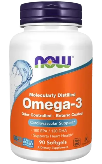 NOW Foods Omega-3 Enteric Coated Стандартизирано Рибено Масло