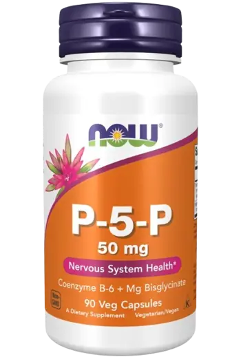 NOW Foods P-5-P Vegetarian 50 мг Витамин B-6 - 90 веге капсули, 90 дози