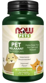 NOW Foods PET Relaxant (cats & dogs) Специализирана Формула за Домашни Любимци - 90 дъвчащи таблетки, 90 дози