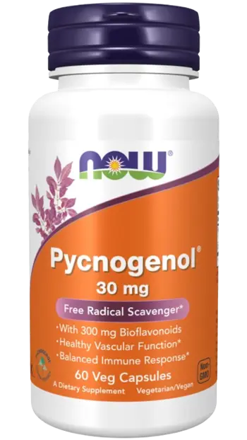 NOW Foods Pycnogenol 30 мг Пикногенол - 60 веге капсули, 30 дози