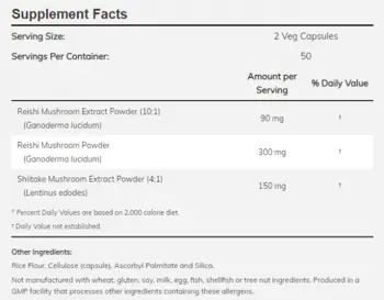 NOW Foods Rei-Shi Mushrooms 270 мг Рейши Гъбa - 100 веге капсули, 50 дози