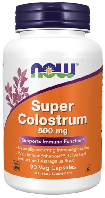 NOW Foods Super Colostrum 500 мг Коластра - 90 веге капсули, 45 дози