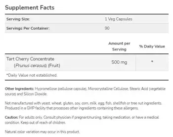 NOW Foods Tart Cherry 500 мг Череша - 90 веге капсули, 90 дози