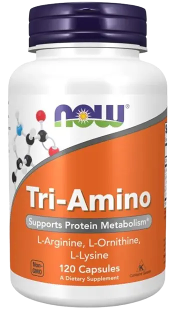 NOW Foods Tri-Amino L-Arginine L-Ornithine L-Lysine Л-Аргинин, Л-Лизин и Л-Орнитин