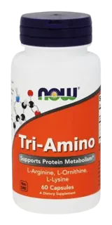 NOW Foods Tri-Amino L-Arginine L-Ornithine L-Lysine Л-Аргинин, Л-Лизин и Л-Орнитин
