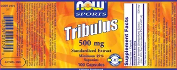 NOW Foods Tribulus 500 мг Трибулус - 100 веге капсули, 100 дози