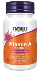 NOW Foods Vitamin A 10000 IU Витамин А  - 100 гел капсули, 100 дози
