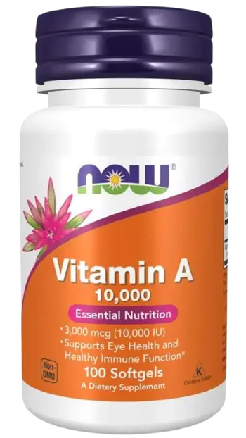 NOW Foods Vitamin A 10000 IU Витамин А  - 100 гел капсули, 100 дози