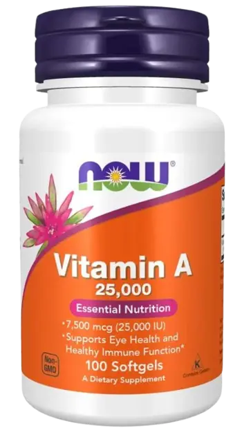 Now Foods Vitamin A 25000 IU Витамин А - 100 гел капсули, 100 дози
