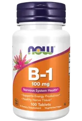 NOW Foods Vitamin B-1 Thiamine 100мг Витамин Б-1 - 100 таблетки, 100 дози