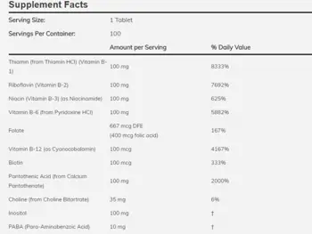NOW Foods Vitamin B-100 Sustained Release Витамин B-100 с Постепенно Освобождаване - 100 таблетки, 100 дози