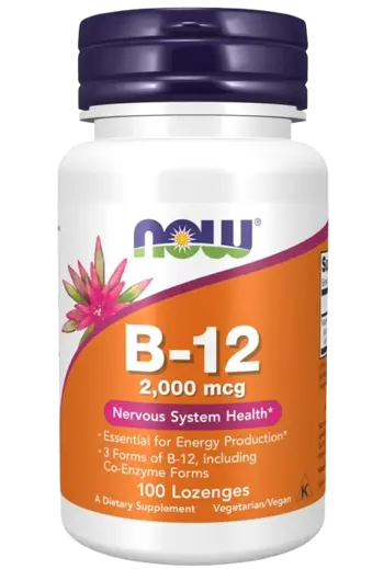 NOW Foods Vitamin B-12 Instant Energy 2000 мкг Витамин Б-12 Цианокобаламин - 100 дражета, 100 дози