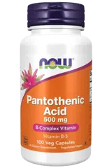 NOW Foods Vitamin B-5 Pantothenic Acid 500 мг Витамин B-5 Пантотенова Киселина
