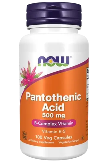 NOW Foods Vitamin B-5 Pantothenic Acid 500 мг Витамин B-5 Пантотенова Киселина