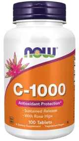 NOW Foods Vitamin C-1000 with Rose Hips Sustained Release Витамин C Аскорбинова Киселина с Постепенно Освобождаване