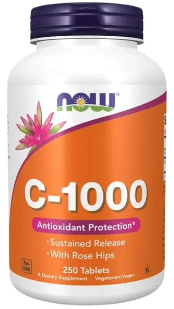 NOW Foods Vitamin C-1000 with Rose Hips Sustained Release Витамин C Аскорбинова Киселина с Постепенно Освобождаване