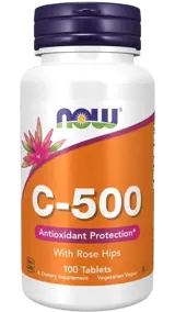 NOW Foods Vitamin C-500 мг with Rose Hips Витамин C + Eкстракт от Шипки