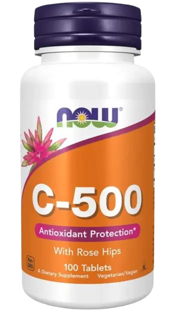 NOW Foods Vitamin C-500 мг with Rose Hips Витамин C + Eкстракт от Шипки