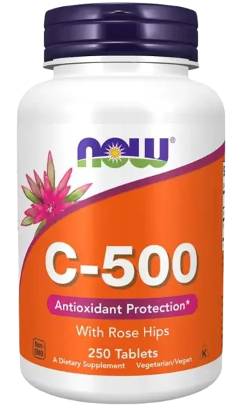NOW Foods Vitamin C-500 мг with Rose Hips Витамин C + Eкстракт от Шипки