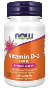 NOW Foods Vitamin D-3 400 IU Витамин D3 - 180 гел капсули, 180 дози
