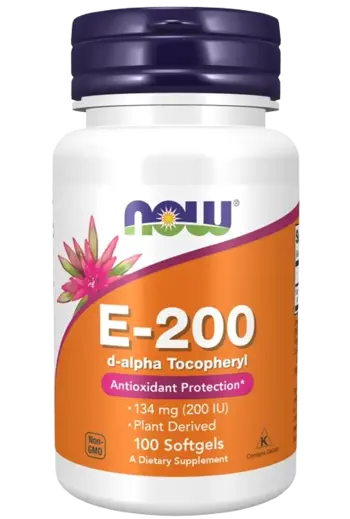 NOW Foods Vitamin E-200 IU D-Alpha Tocopherols Витамин E Алфа Токофероли - 100 гел капсули, 100 дози