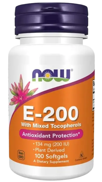 NOW Foods Vitamin E-200 IU MT Витамин E - 100 гел капсули, 100 дози