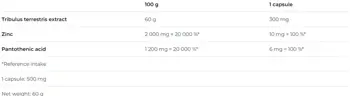 NUTREND Tribulus Terrestris Turbo 300 мг Трибулус Терестрис - 120 капсули, 120 дози