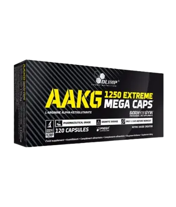 OLIMP AAKG Mega Caps 1250 мг Аргинин Алфа-Кетоглутарат - 120 капсула, 60 дози