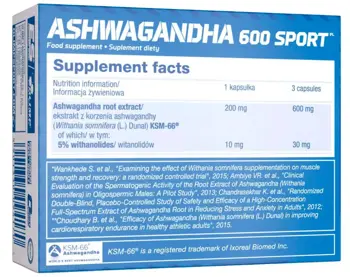 OLIMP Ashwagandha 600 мг Sport Eкстракт от Aшваганда - 60 капсули, 30 дози