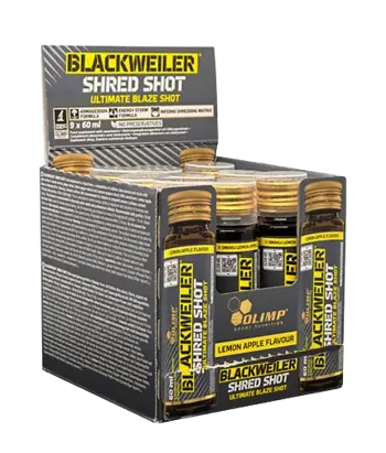 OLIMP Blackweiler Shred Shots Box GLASS Предтренировъчен Азотен Бустър - 9 шота x 60 мл, 27 дози