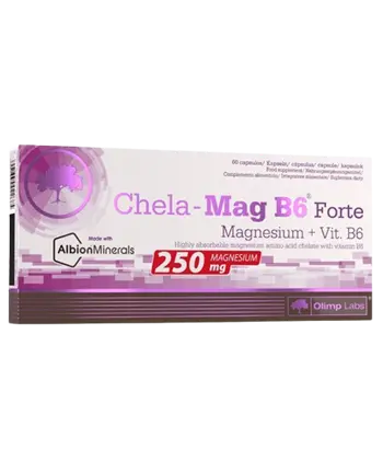 OLIMP Chela-Mag B6 Forte 250 мг Магнезиев Бисглицинат - 60 капсули, 60 дози