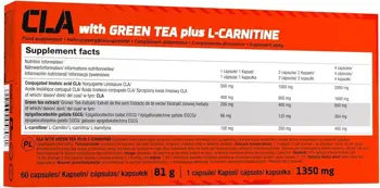 OLIMP CLA with Green Tea plus L-Carnitine Sport Edition CLA, Екстракт от Зелен Чай и Л-Карнитин - 60 капсули, 30 дози