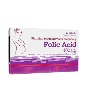 OLIMP Folic Acid 400 ug Фолиева Киселина - 30 таблетки, 30 дози