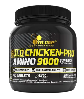 OLIMP Gold Chicken Pro Amino 9000 мг Хидролизат на Пилешки Протеин - 300 таблетки, 50 дози