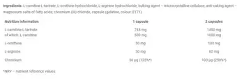 OLIMP L-Carnitine 500 мг Forte Plus Sport Edition L-Карнитин с L-Аргинин, L-Орнитин и Хром - 60 капсули, 30 дози