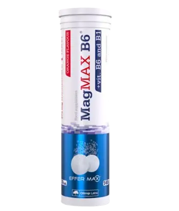 OLIMP MagMAX B6 375 мг Магнезий и Витамин В6 - 20 ефервесцентни таблетки, 20 дози