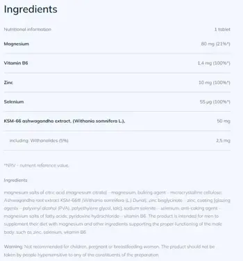 OLIMP Testomag Магнезий, Цинк и Витамин В6 - 30 таблетки, 30 дози