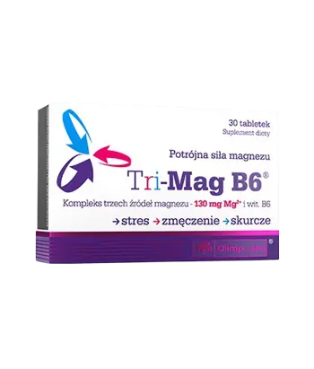 OLIMP Tri-Mag B6 Магнезий 130 мг и Витамин В6 1.4 мг - 30 таблетки, 30 дози