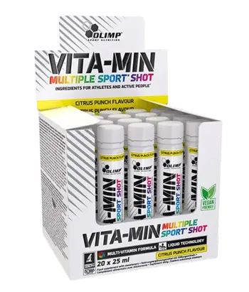 OLIMP Vit-Min Multiple Sport Течни Спортни Мултивитамини на Шотове - 20 шота x 25 мл, 20 дози