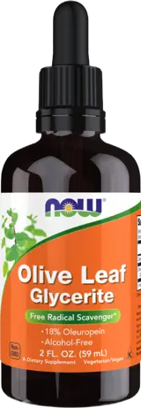 NOW Foods Olive Leaf Glycerite Alcohol-Free Маслинови Листа - 59 мл, 37 дози