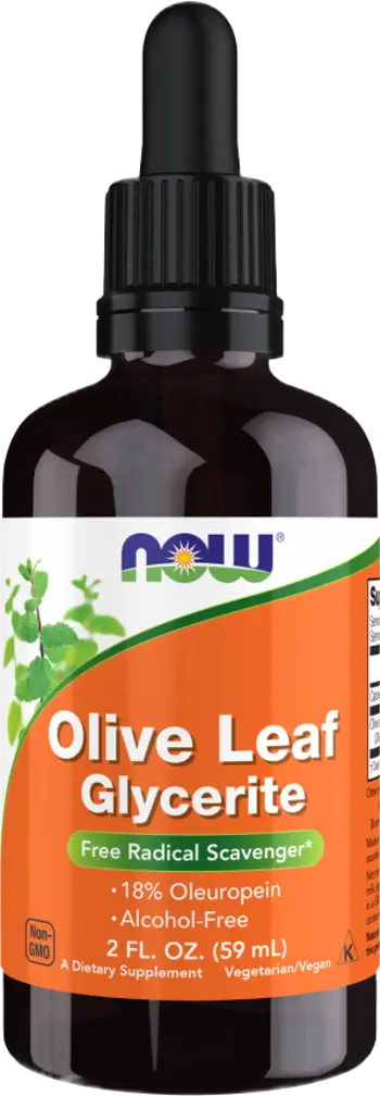 NOW Foods Olive Leaf Glycerite Alcohol-Free Маслинови Листа - 59 мл, 37 дози