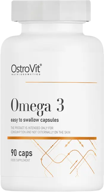 OstroVit Omega 3 - 500 мг Easy To Swallow Рибено Масло - 90 гел капсули, 45 дози